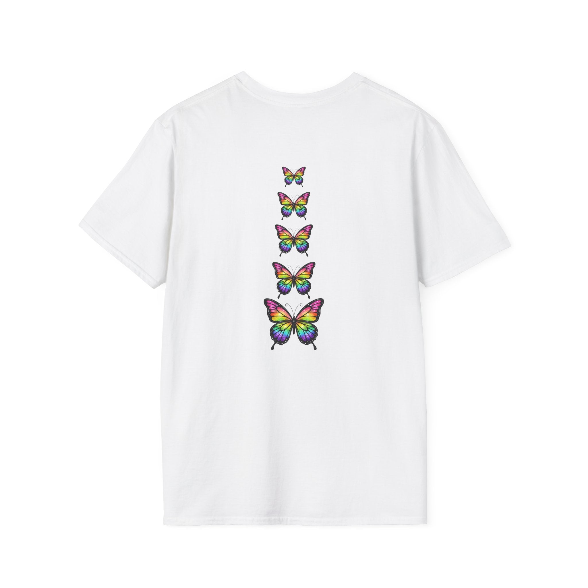 Transcendence Butterfly T-Shirt — Rainbow Monarch Design