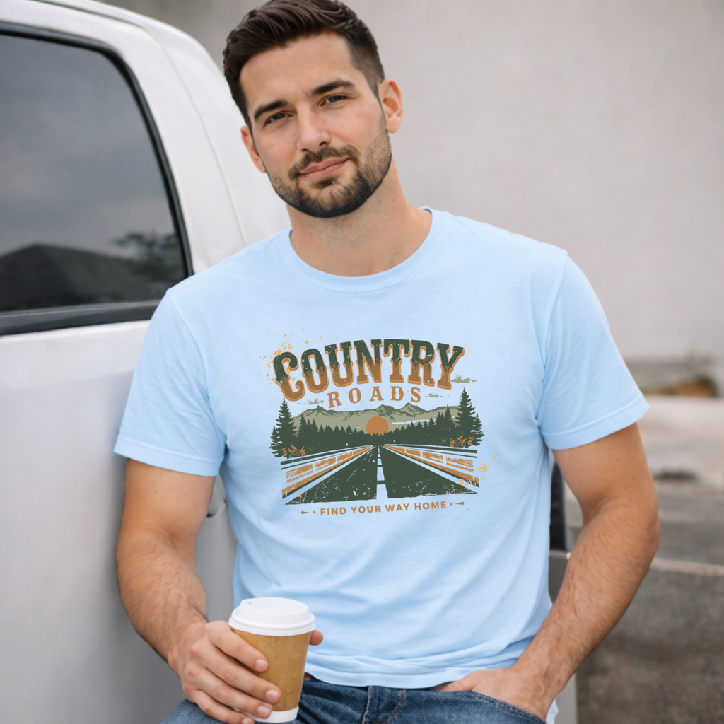 Country Roads T-Shirt — Vintage Road Trip Graphic Tee (Find Your Way Home)