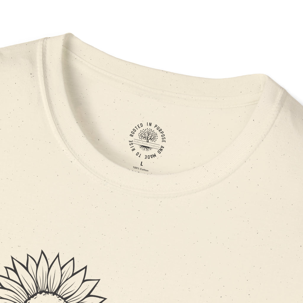 "In My Era" Floral Graphic Tee — Sunflower Front & "Keep Talking" Back