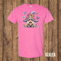 Floral Coffee Gnome Graphic T-Shirt | Cute Gnome Tee for Coffee Lovers