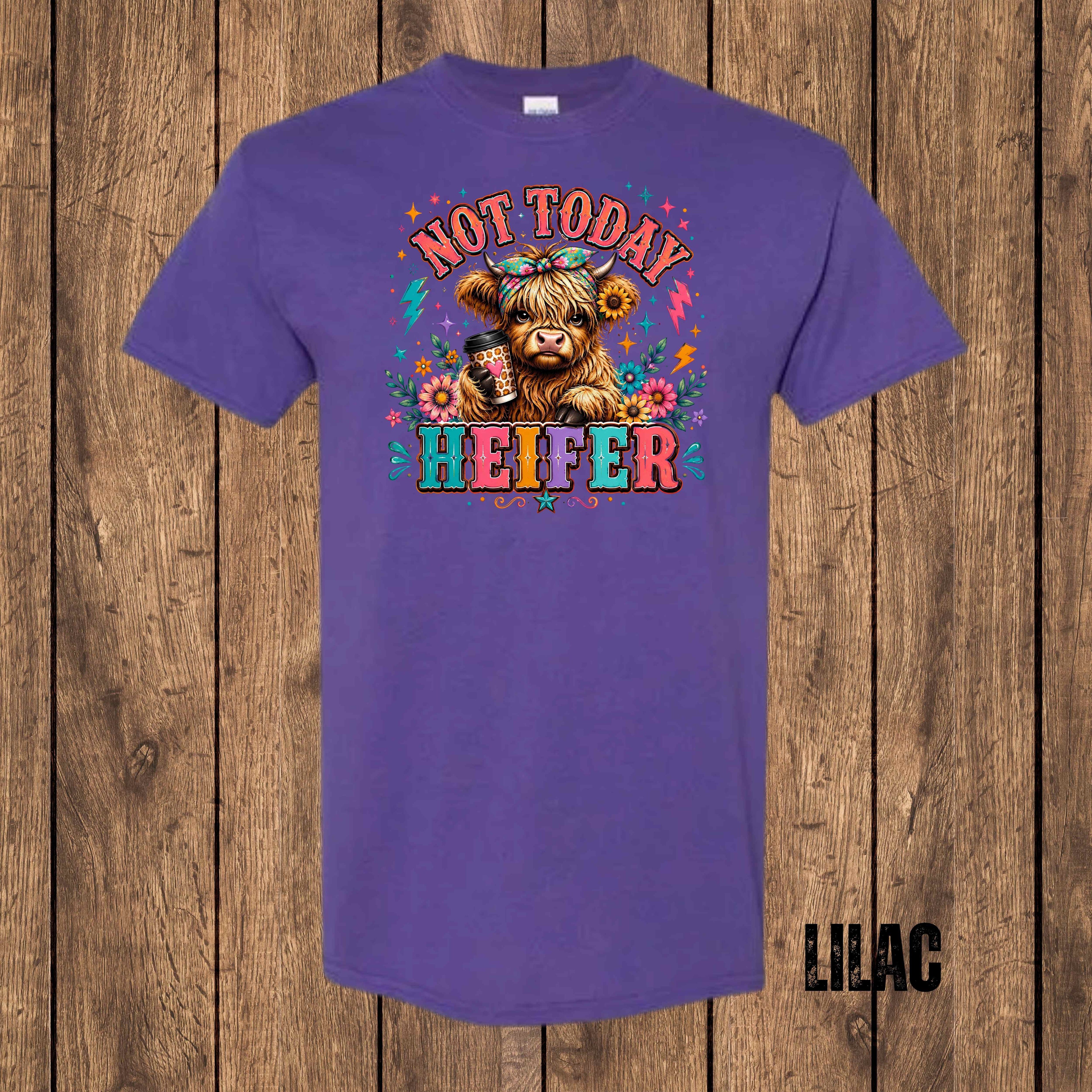 Not Today Heifer | Funny Highland Cow Graphic T-Shirt