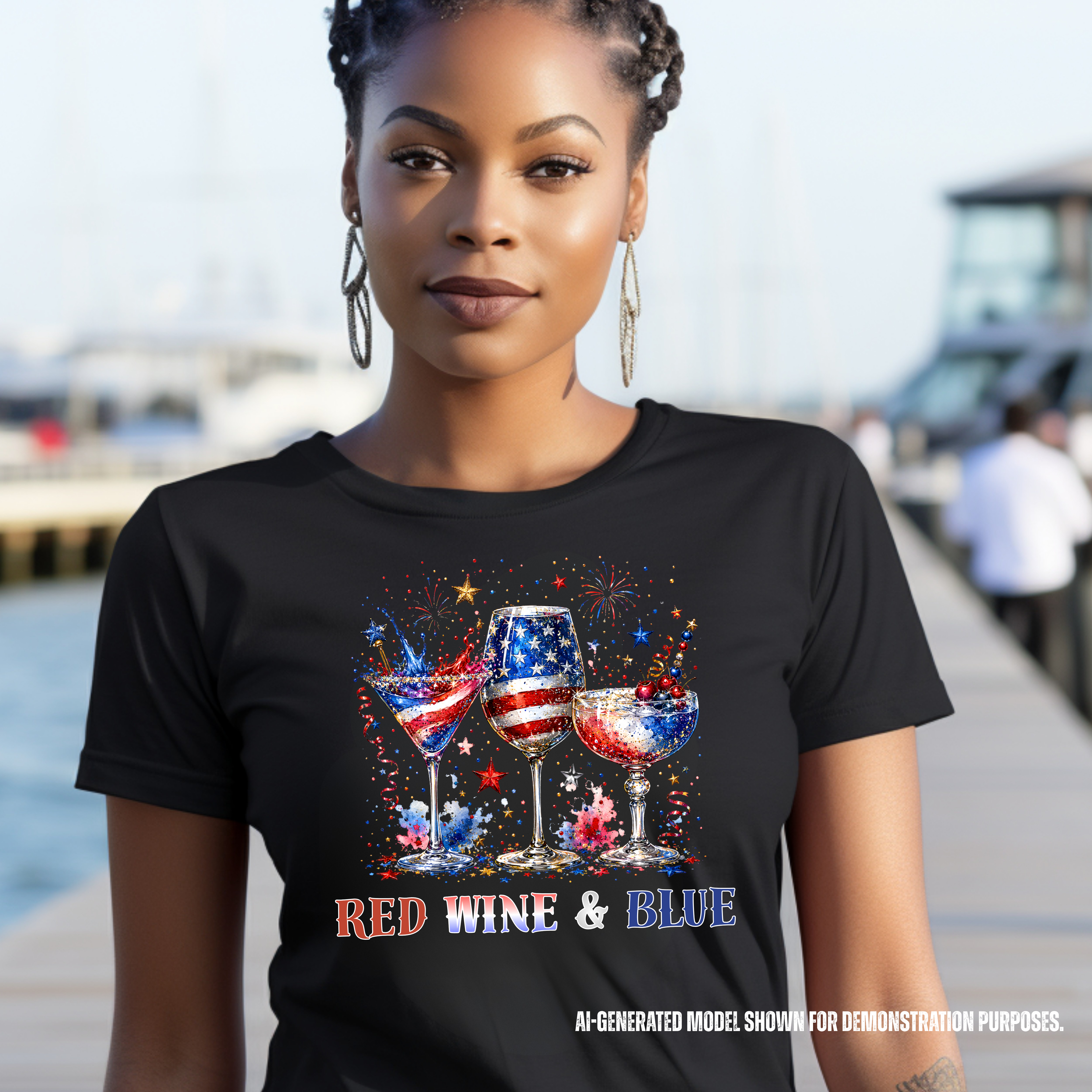 Red Wine & Blue Patriotic Wine Lover Shirt
