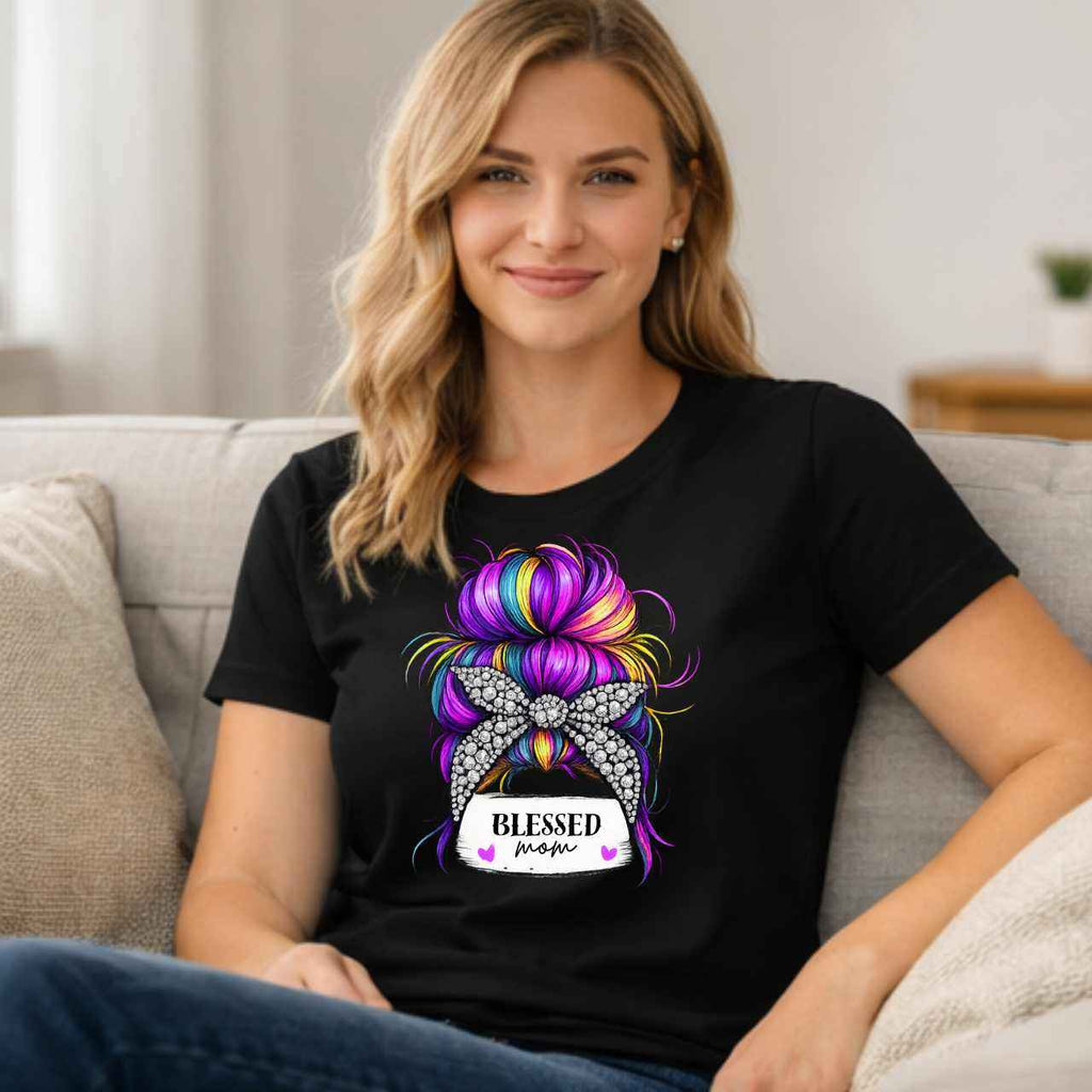 Messy Bun Blessed Mom T-Shirt