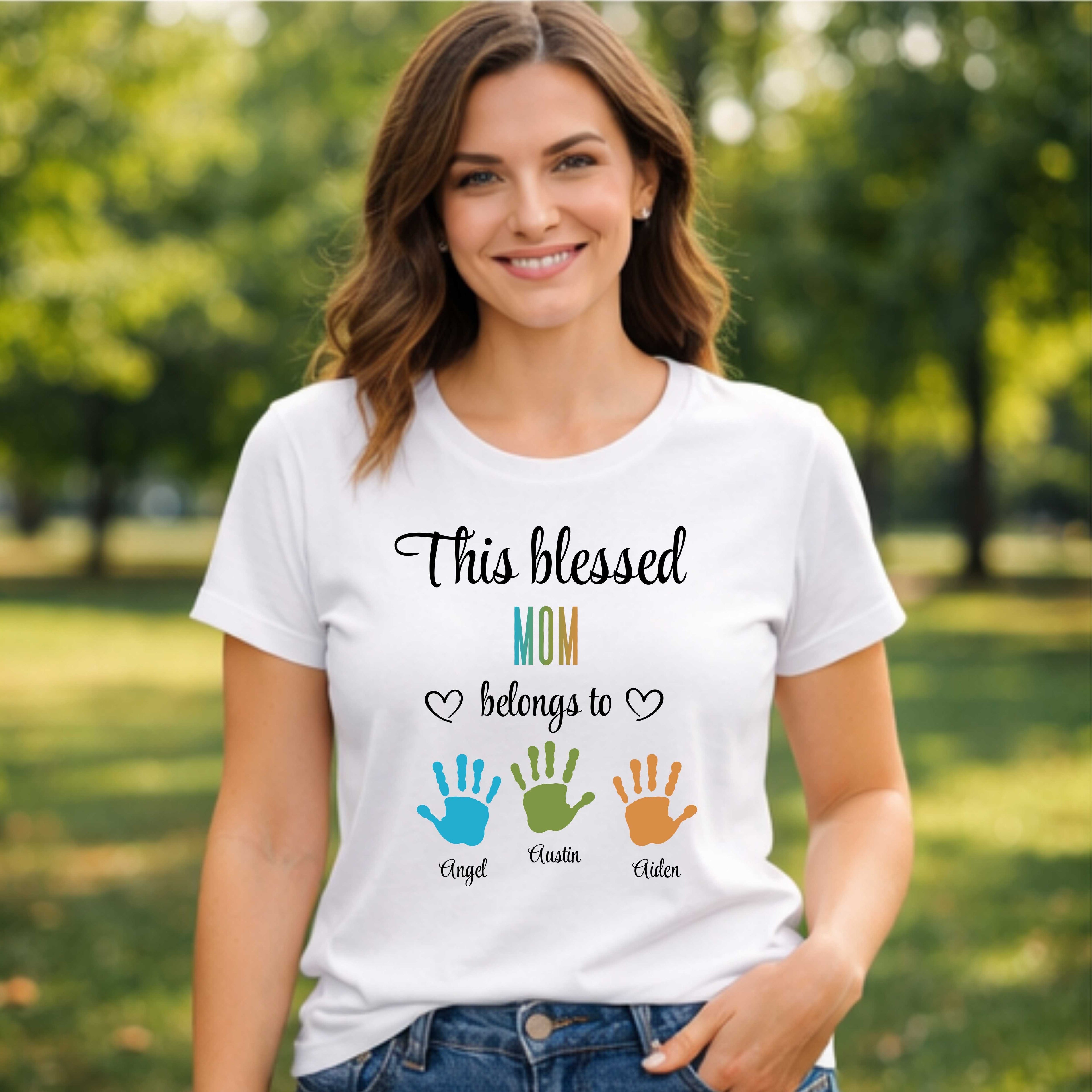 This Blessed Mom Personalized Handprint Tee